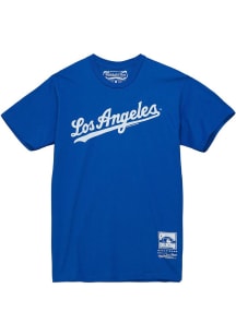 Mitchell and Ness Los Angeles Dodgers Blue WORDMARK Short Sleeve Fashion T Shirt