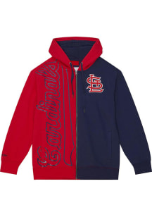 Mitchell and Ness St Louis Cardinals Mens Red Fleece 2.0 Long Sleeve Zip Fashion