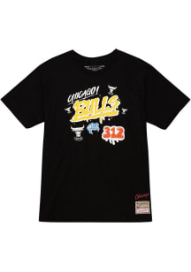 Mitchell and Ness Chicago Bulls Black Slap Sticker Short Sleeve T Shirt