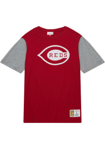 Mitchell and Ness Cincinnati Reds Red Color Blocked Short Sleeve Fashion T Shirt