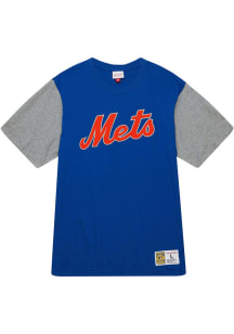 Mitchell and Ness New York Mets Blue Color Blocked Short Sleeve Fashion T Shirt
