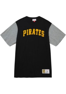 Mitchell and Ness Pittsburgh Pirates Black Color Blocked Short Sleeve Fashion T Shirt
