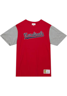 Mitchell and Ness St Louis Cardinals Red Color Blocked Short Sleeve Fashion T Shirt