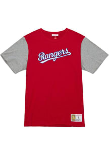 Mitchell and Ness Texas Rangers Red Color Blocked Short Sleeve Fashion T Shirt
