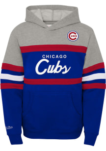 Mitchell and Ness Chicago Cubs Youth Blue Head Coach Long Sleeve Hoodie