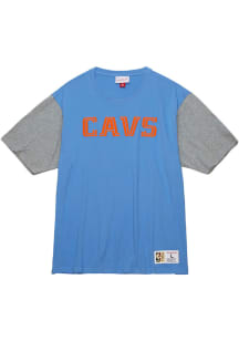 Mitchell and Ness Cleveland Cavaliers Light Blue Color Blocked Short Sleeve Fashion T Shirt