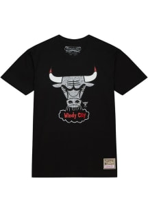 Mitchell and Ness Chicago Bulls Black Cracked Cement Short Sleeve T Shirt
