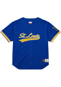 Mitchell and Ness St Louis Blues Mens Blue Mesh Button Jersey
