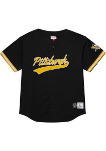 Mitchell and Ness Pittsburgh Penguins Mens Black Mesh Button Jersey