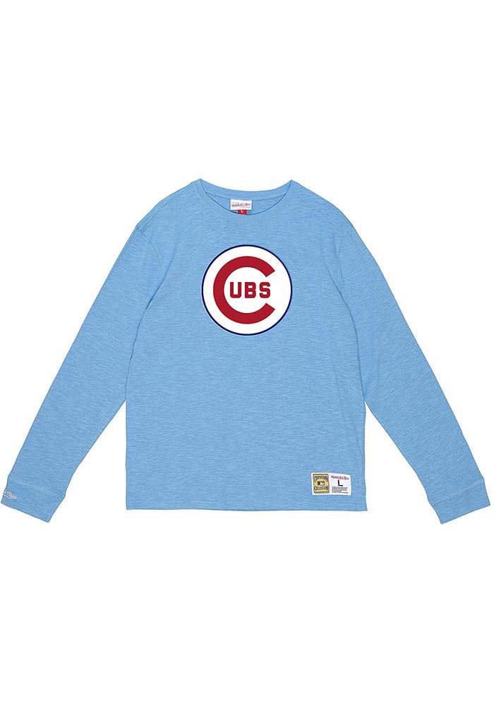 Mitchell and Ness Chicago Cubs Light Blue Legendary Slub Long Sleeve Fashion T Shirt