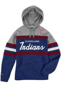 Mitchell and Ness Cleveland Guardians Mens Navy Blue Head Coach Fashion Hood