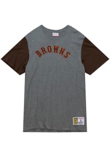 Mitchell and Ness St Louis Browns Grey Color Blocked Short Sleeve Fashion T Shirt