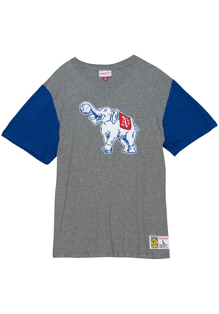 Mitchell and Ness Philadelphia Athletics Grey Color Blocked Short Sleeve Fashion T Shirt