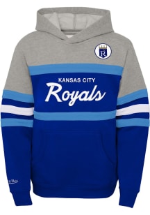 Mitchell and Ness Kansas City Royals Youth Blue Head Coach Long Sleeve Hoodie