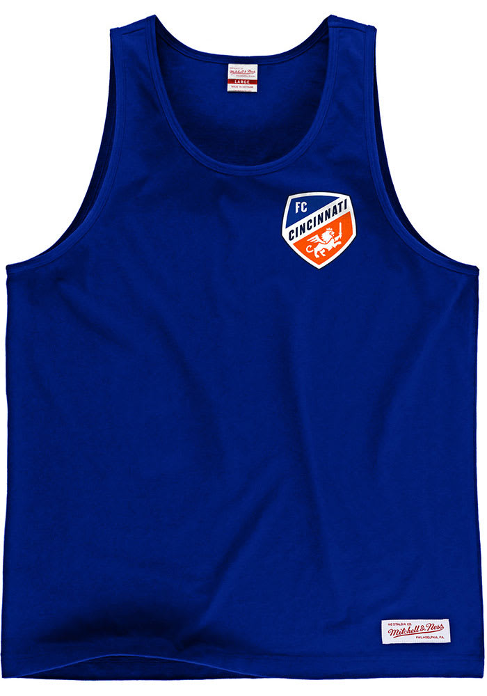 Mitchell and Ness FC Cincinnati Mens Blue Team Logo Short Sleeve Tank Top