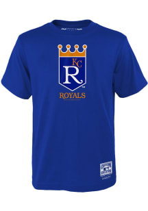 Mitchell and Ness Kansas City Royals Youth Blue Retro Logo Short Sleeve T-Shirt
