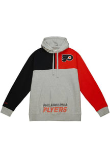 Mitchell and Ness Philadelphia Flyers Mens Grey TIE BREAKER FLEECE Long Sleeve Hoodie