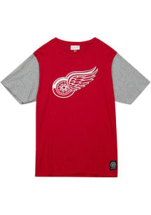 Mitchell and Ness Detroit Red Wings Red COLOR BLOCKED SS TEE Short Sleeve Fashion T Shirt