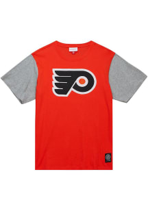 Mitchell and Ness Philadelphia Flyers Orange COLOR BLOCKED SS TEE Short Sleeve Fashion T Shirt