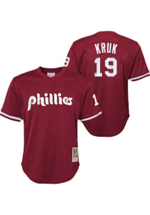 John Kruk  Mitchell and Ness Philadelphia Phillies Youth Red MLB Player Jersey