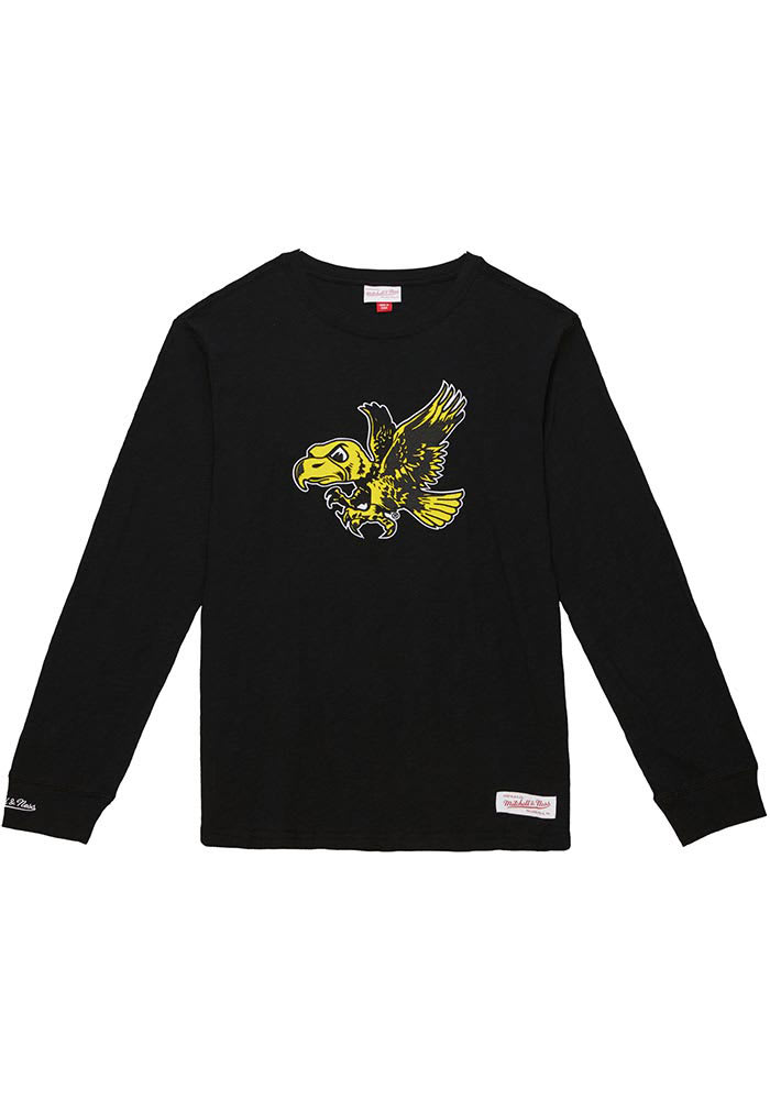 Mitchell and Ness Iowa Hawkeyes Black Slub Long Sleeve Fashion T Shirt
