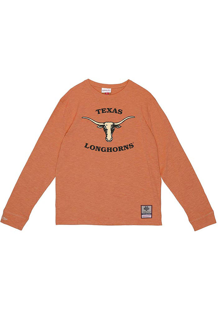 Mitchell and Ness Texas Longhorns Burnt Orange Slub Long Sleeve Fashion T Shirt