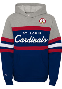 Mitchell and Ness St Louis Cardinals Youth Navy Blue Head Coach Long Sleeve Hoodie