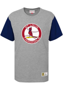 Mitchell and Ness St Louis Cardinals Youth Grey Color Blocked Short Sleeve Fashion T-Shirt