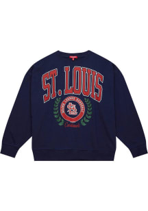 Mitchell and Ness St Louis Cardinals Womens Navy Blue Logo Crew Sweatshirt