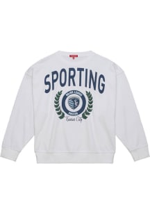Mitchell and Ness Sporting Kansas City Womens White Logo Crew Sweatshirt