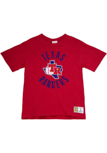Mitchell and Ness Texas Rangers Red LEGENDARY SLUB TEE Short Sleeve Fashion T Shirt