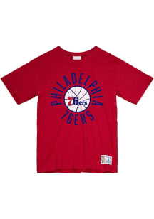 Mitchell and Ness Philadelphia 76ers Red LEGENDARY SLUB TEE Short Sleeve Fashion T Shirt