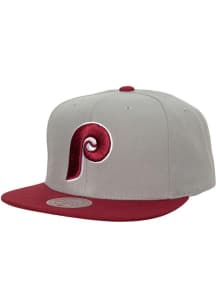 Mitchell and Ness Philadelphia Phillies Grey 2T Away Cooperstown Snap Mens Snapback Hat