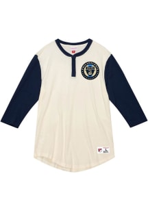 Mitchell and Ness Philadelphia Union White Icon Henley Long Sleeve Fashion T Shirt