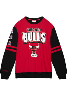 Mitchell and Ness Chicago Bulls Mens Red All Over 2.0 Long Sleeve Fashion Sweatshirt