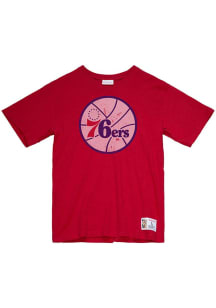 Mitchell and Ness Philadelphia 76ers Red Legendary Slub Short Sleeve Fashion T Shirt