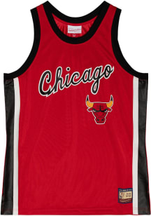 Mitchell and Ness Chicago Bulls Mens Red Heritage Short Sleeve Tank Top