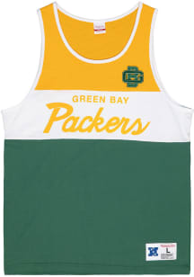 Mitchell and Ness Green Bay Packers Mens Green COTTON Short Sleeve Tank Top