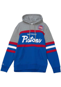 Mitchell and Ness Detroit Pistons Mens Red Head Coach Fashion Hood