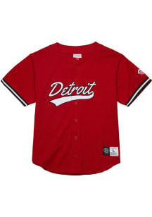 Mitchell and Ness Detroit Red Wings Mens Red Mesh Button Jersey