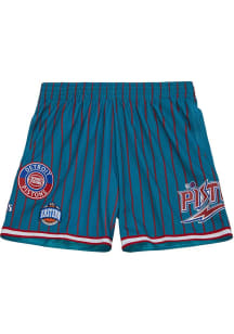 Mitchell and Ness Detroit Pistons Mens Teal City Collection Shorts