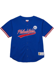 Mitchell and Ness Philadelphia 76ers Mens Blue Mesh Button Jersey