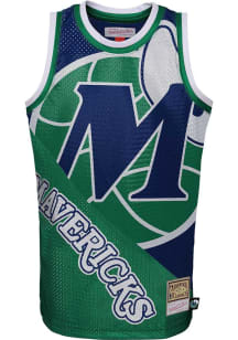 Mitchell and Ness Dallas Mavericks Youth Green NBA Big Face Short Sleeve Tank Top