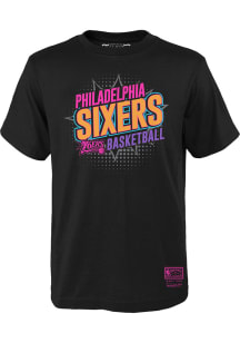 Mitchell and Ness Philadelphia 76ers Youth Black Light It Up Short Sleeve T-Shirt