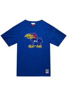 Mitchell and Ness Kansas Jayhawks Blue Legendary Slub Short Sleeve Fashion T Shirt