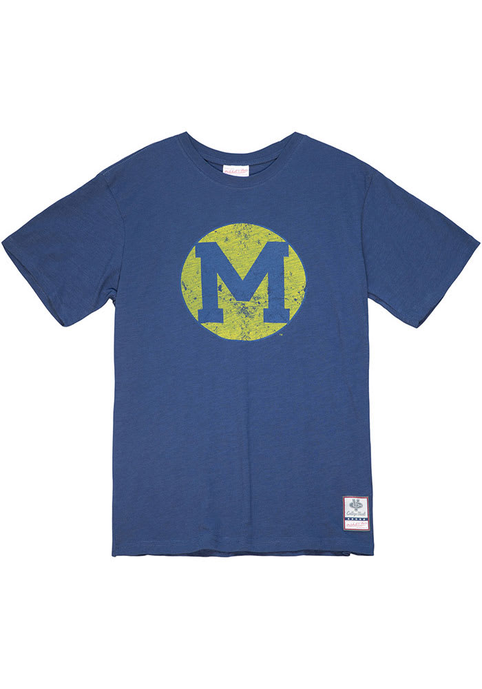 Mitchell and Ness Michigan Wolverines Navy Blue Legendary Slub Short Sleeve Fashion T Shirt