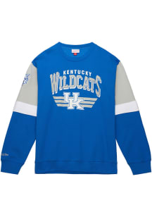 Mitchell and Ness Kentucky Wildcats Mens Blue All Over Long Sleeve Fashion Sweatshirt