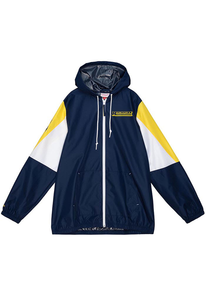 Mitchell and Ness Michigan Wolverines Mens Navy Blue Throw It Back Light Weight Jacket