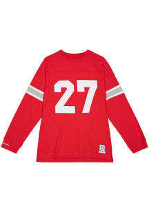 Eddie George Ohio State Buckeyes Red Name and Number Long Sleeve Player T Shirt
