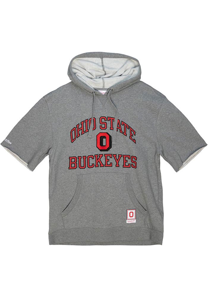Mitchell and Ness Ohio State Buckeyes Mens Grey Fleece Short Sleeve Jacket